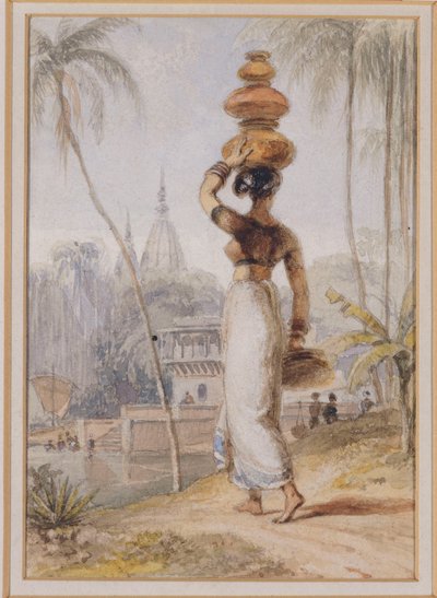 Eine hinduistische Frau, die einen Wasserkrug trägt von William Daniell