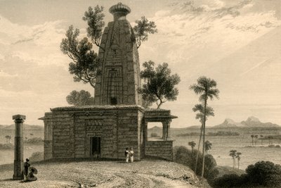 Hindutempel in Muddunpore, Bahar von William Daniell