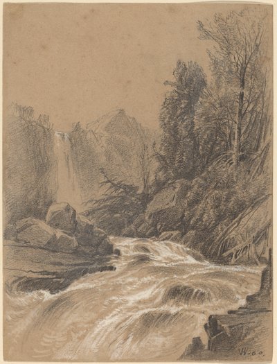 Berglandschaft, Bach und Wasserfall von William Hart