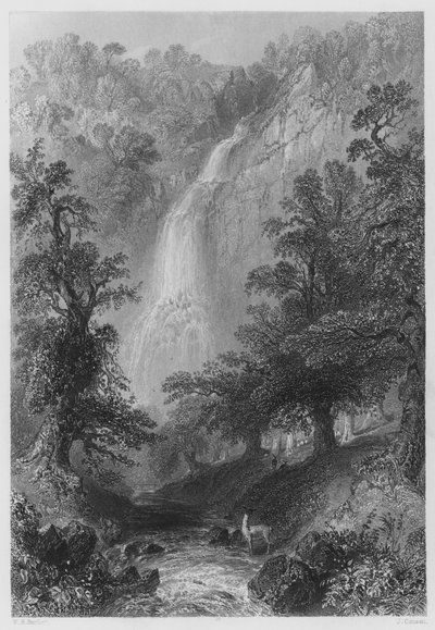 Powerscourt-Wasserfall (Stich) von William Henry (after) Bartlett