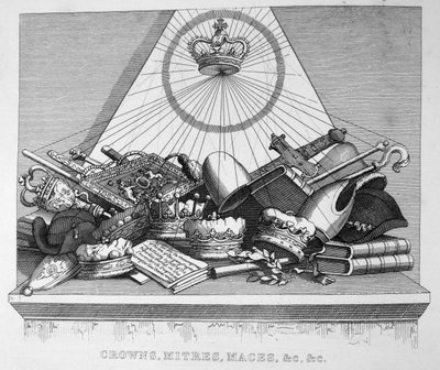 Kronen, Mitren, Zepter usw., 1754 von William Hogarth