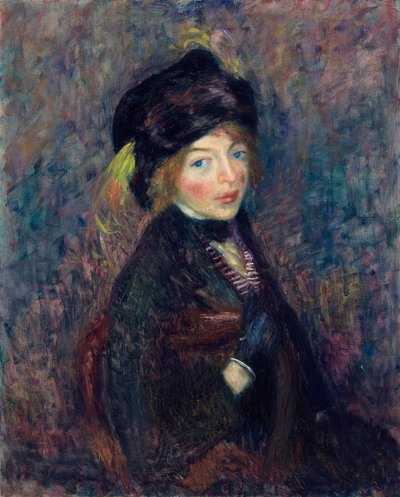 Kopf eines Mädchens, Feder im Turban von William James Glackens