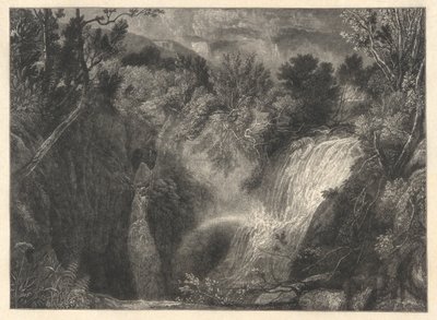 Landschaft mit zwei Wasserfällen von William James Linton