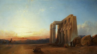 Das Ramesseum in Theben, Sonnenuntergang von William James Muller