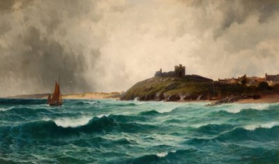Küstenszene mit Criccieth Castle, 1892 von William Joseph King
