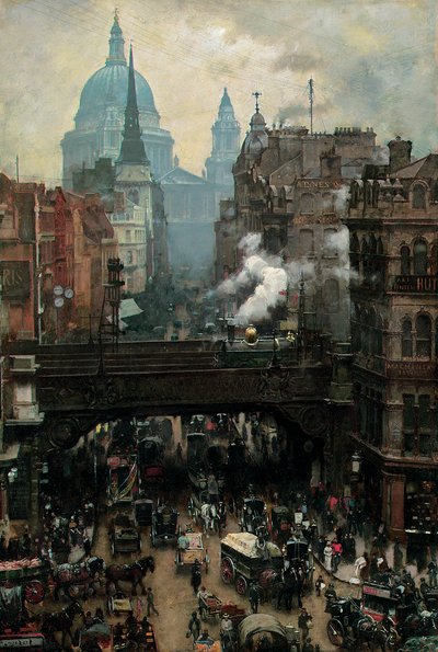 St. Paul’s und Ludgate Hill, ca. 1887 von William Logsdail