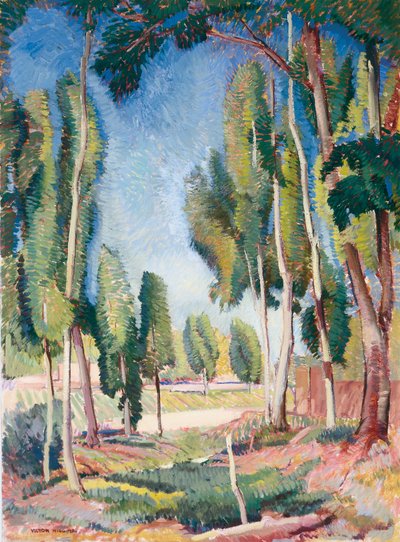Pappeln und junge Felder von William Victor Higgins