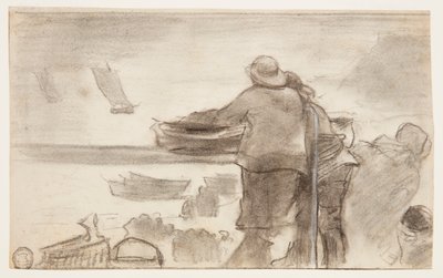Strand mit Booten und Menschen, Cullercoats, England von Winslow Homer