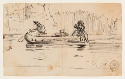 Seitenansicht eines Kanus mit zwei Männern von Winslow Homer
