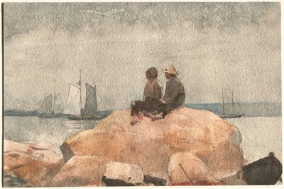 Zwei Jungen beobachten Schoner von Winslow Homer