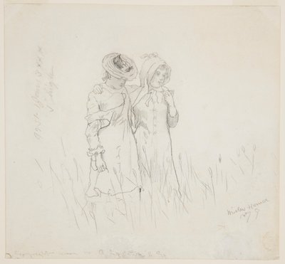 Zwei Mädchen auf einem Feld von Winslow Homer