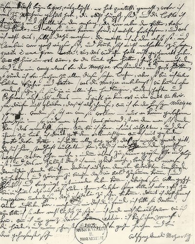Eigenhändiger Brief Mozarts von Wolfgang Amadeus Mozart