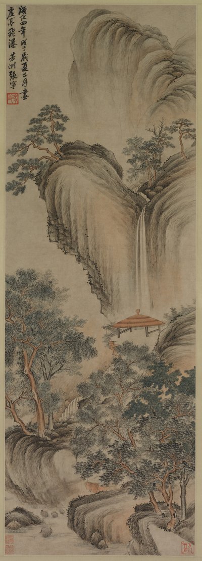 Leerer Pavillon und schneller Wasserfall von Zhang Ning