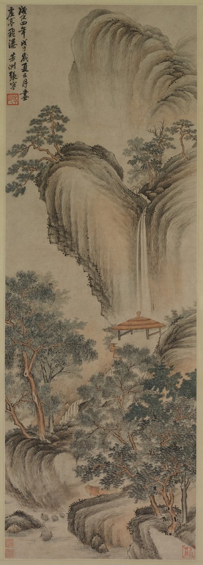 Leerer Pavillon und schneller Wasserfall, 1468 von Zhang Ning