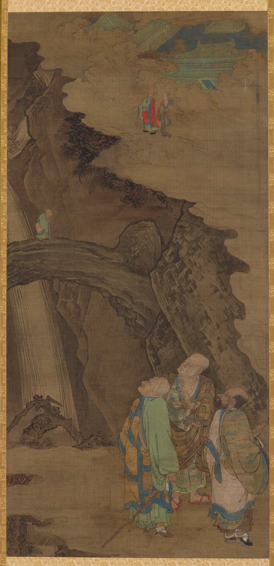 Die Felsenbrücke am Berg Tiantai von Zhou Jichang