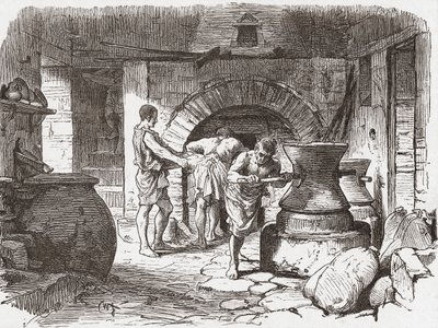 Eine römische Bäckerei, Pompeji, Italien. von . .