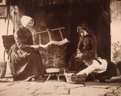 Frau beim Weben, ca. 1900 von Frederick (attr. to) Barnard