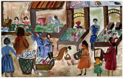Lebensmittelmarkt in Frankreich, ca. 1950 von . .