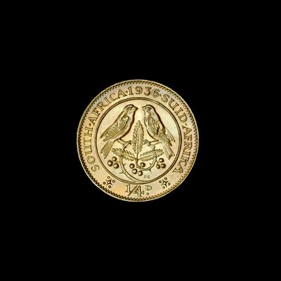 Südafrikanische Viertelpenny-Münze (Farthing) 1936 von Hippolyte Lalaise Devéria