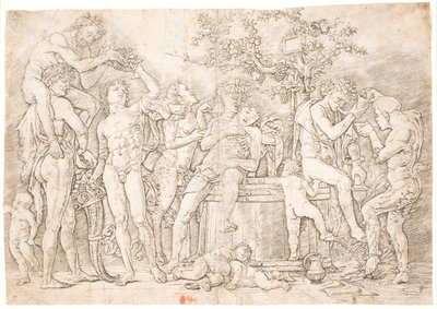Bacchanal am Weinfass von after Andrea Mantegna