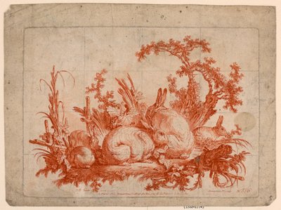 Familie von Kaninchen von after Jean Baptiste Huet