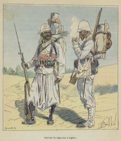 Soldaten des algerischen Regiments von after Louis Charles Bombled