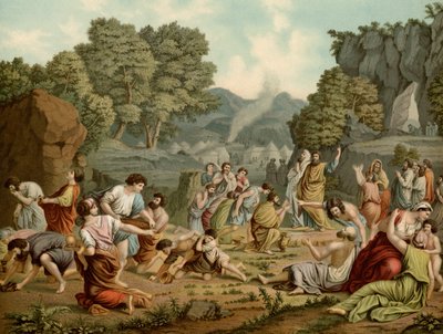 Sammeln von Manna in der Wüste von after Nicolas Poussin
