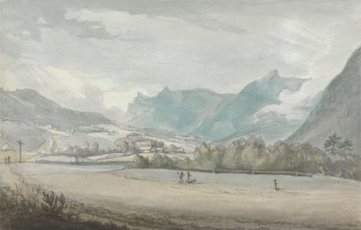 Gebirgige Landschaft mit Figuren von attributed to Benjamin West