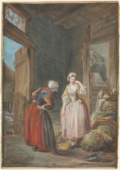 Die überraschten Liebenden von attributed to Pierre Antoine Baudouin