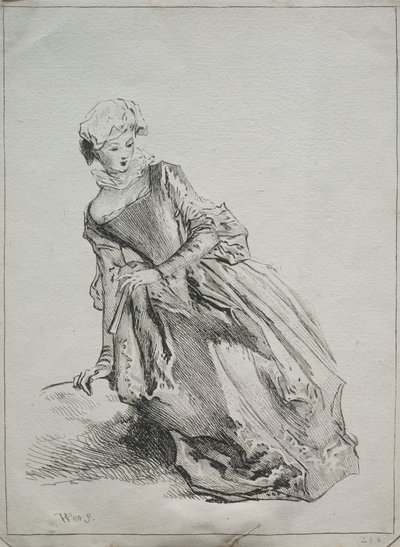Sitzende Frau von copy after Jean Antoine Watteau