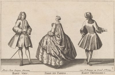 Einheitliche Kleidung/Dame im Reifrock/Alltagskleidung von published by Jacques Chéreau
