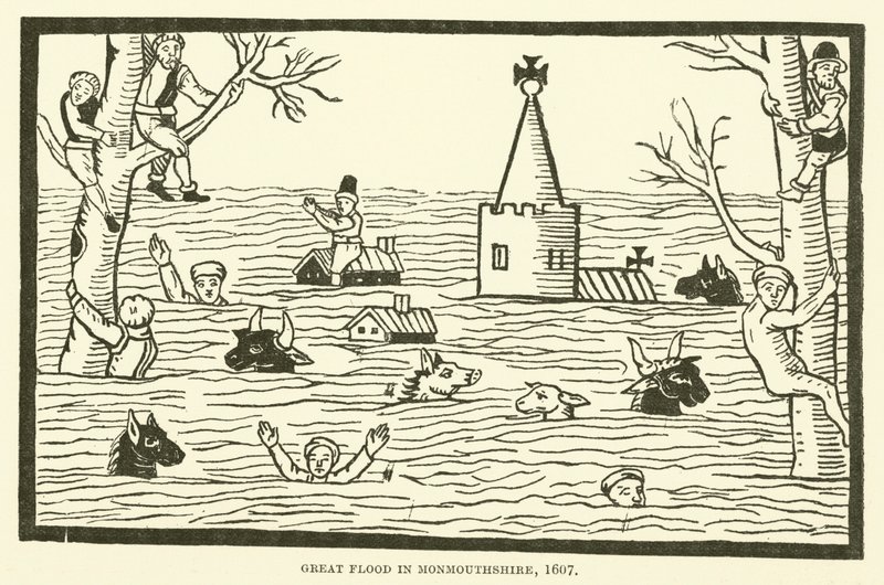 Große Flut in Monmouthshire, 1607 von English School