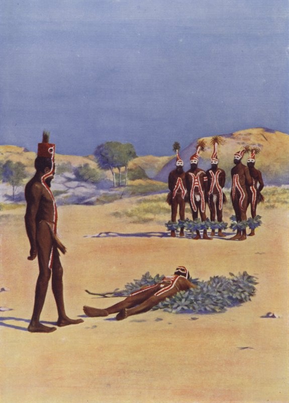 Szene aus einem Corroboree von English School