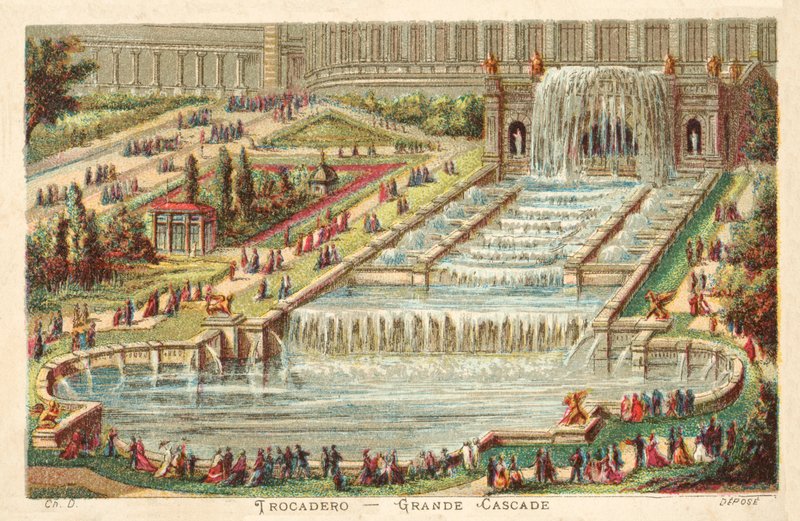 Großer Wasserfall, Trocadero-Palast, Paris von French School