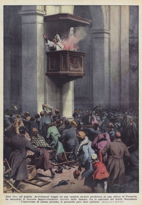 Lebendig verbrannt auf der Kanzel von Achille Beltrame