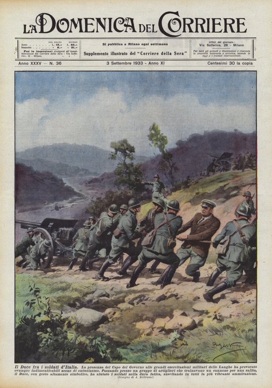 Der Duce unter den Soldaten Italiens von Achille Beltrame