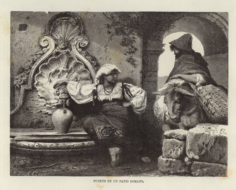 Brunnen in einem römischen Innenhof von Adolf Closs