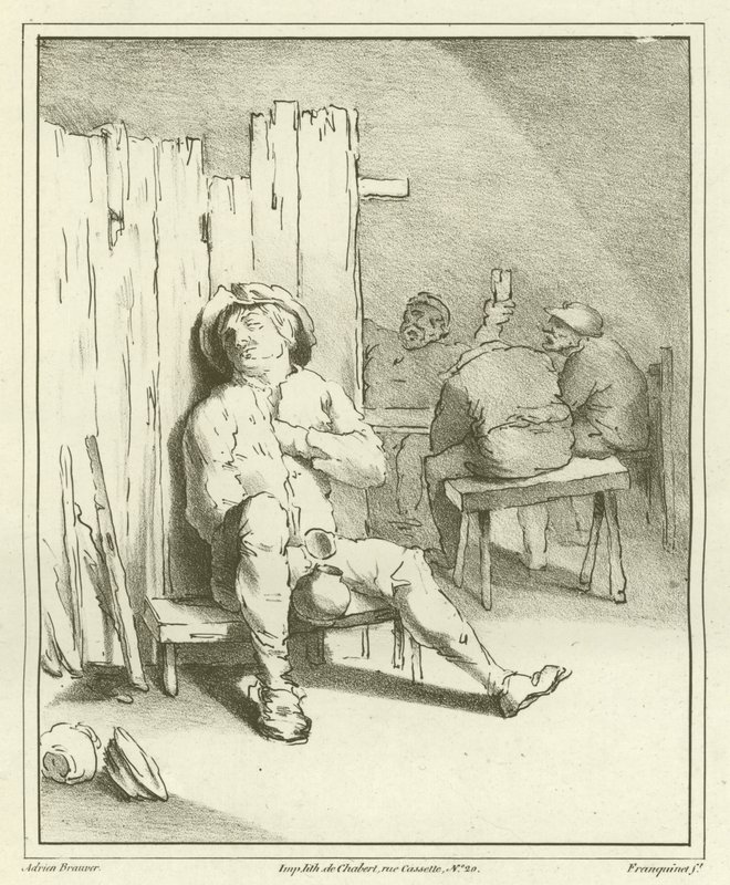 Ein schlafender Betrunkener von Adriaen Brouwer