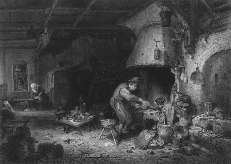 Der Alchimist (Gravur) von Adriaen Jansz. van Ostade