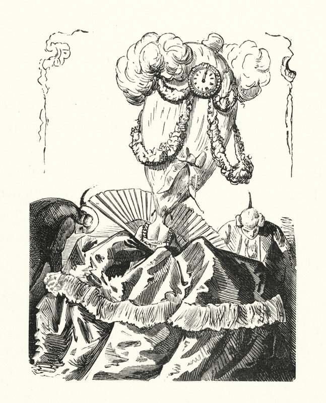 Absurde Frauenfrisur von Albert Robida