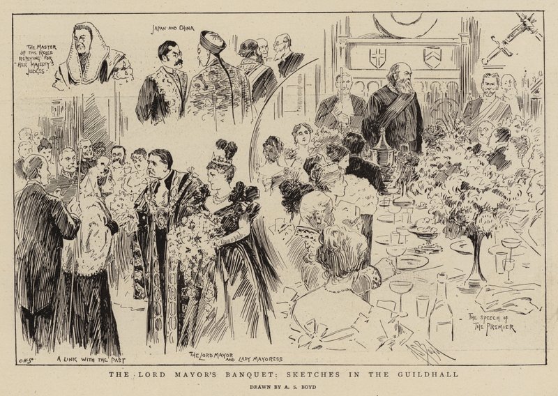 Das Bankett des Lord Mayor, Skizzen in der Guildhall von Alexander Stuart Boyd
