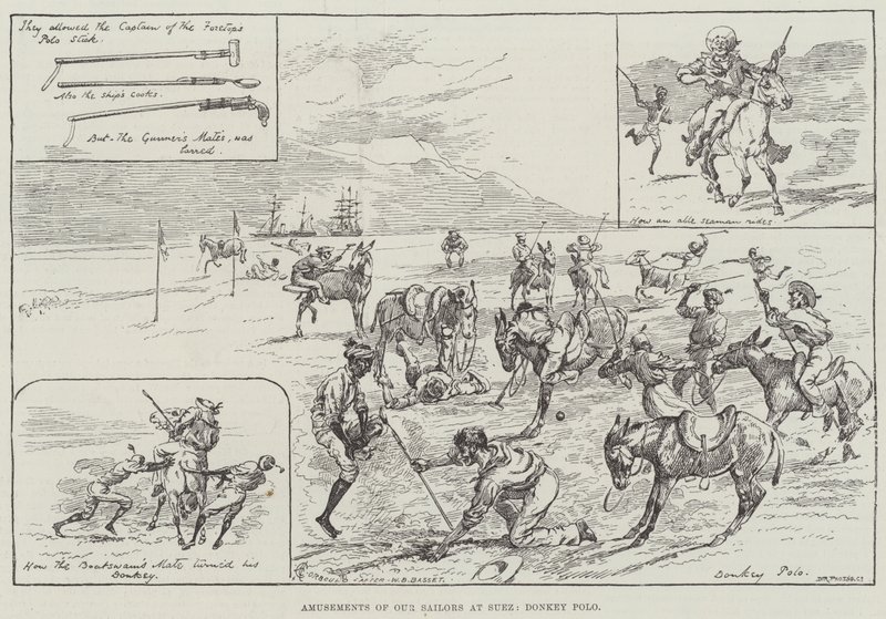 Vergnügungen unserer Matrosen in Suez, Esel-Polo von Alfred Courbould