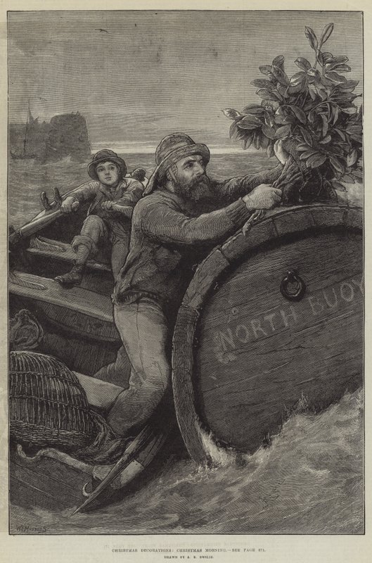 Weihnachtsdekorationen, Weihnachtsmorgen von Alfred Edward Emslie