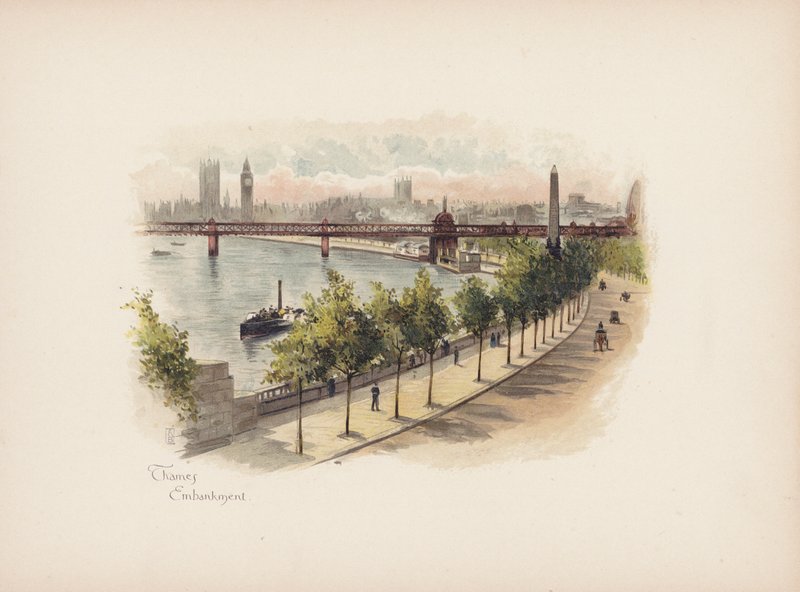 Vertrautes London: Themse-Uferpromenade von Allan F. Barraud