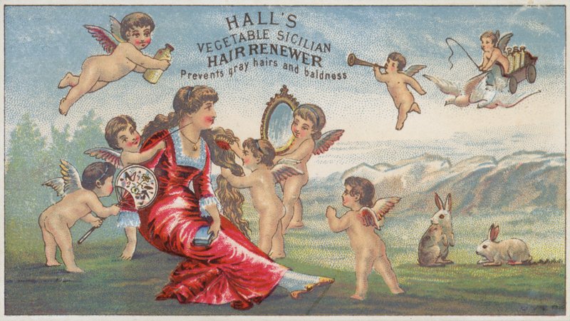 Cherubim bürsten das Haar der Dame von American School