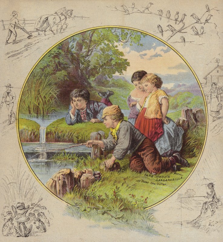 Kinder fischen im Teich von American School