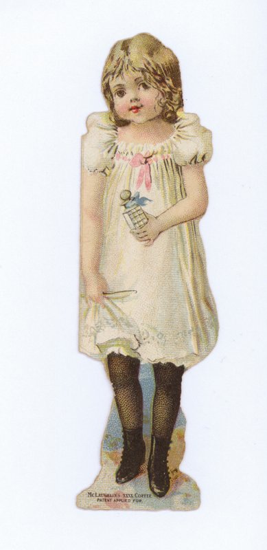 Mädchen trägt Flasche (Parfüm?) von American School