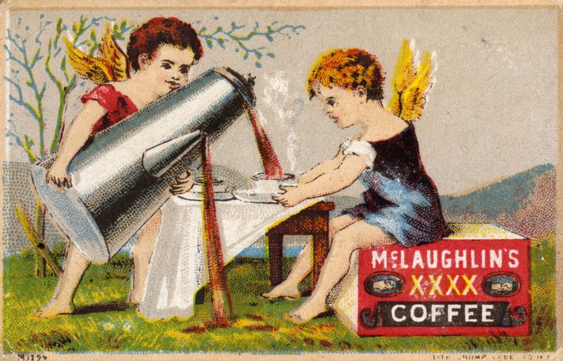 Putti gießt Kaffee ein von American School