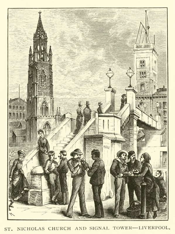 St. Nicholas Kirche und Signalturm, Liverpool von American School