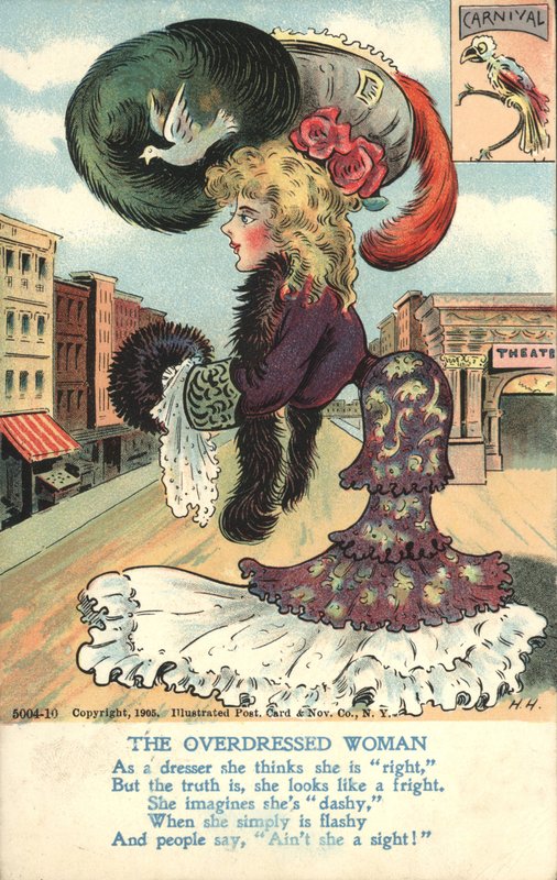 Die Überkleidete Frau (Farblitho) von American School
